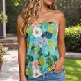 thumbnail image 2 of idosla Womens Smocked Strapless Bandeau Tank Tops Floral Tube Tops Backless Bandeau Tunic Tops Sleeveless Shirts (Green, L), 2 of 4