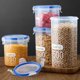 thumbnail image 4 of Botes de almacenamiento de alimentos de cocina de gran capacidad, tanque de almacenamiento de refrigerador de plástico sellado, organizador de granos múltiples con escala, 4 of 5