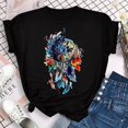 thumbnail image 1 of Nueva Moda Mujer Camiseta Azul Mariposa Y Hojas Impresión Manga Corta Casual Suelta Talla Grande Cuello Redondo Blusa Primavera Verano Ropa Blanca Y Negrapangjing, 1 of 4