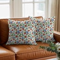 thumbnail image 3 of Strawberry Blue Flower Throw Pillow Cover Spring Leaf Plant Cotton Linen Cushion Cover Throw Pillow Case with Invisible Zipper for Couch Sofa Bed Chair Car 16x16 Inch, 3 of 14