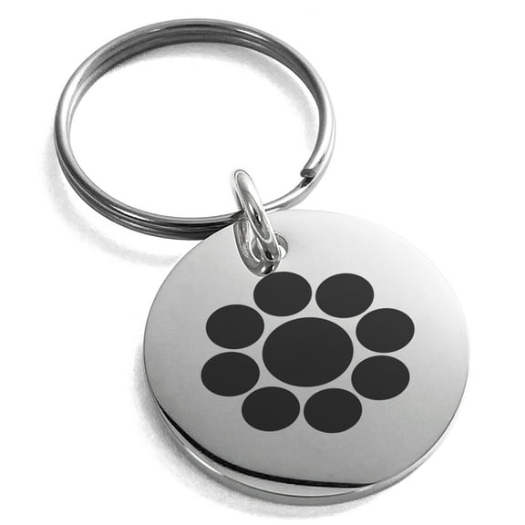 Stainless Steel Chiba Samurai Crest Engraved Small Medallion Circle Charm Keychain Keyring