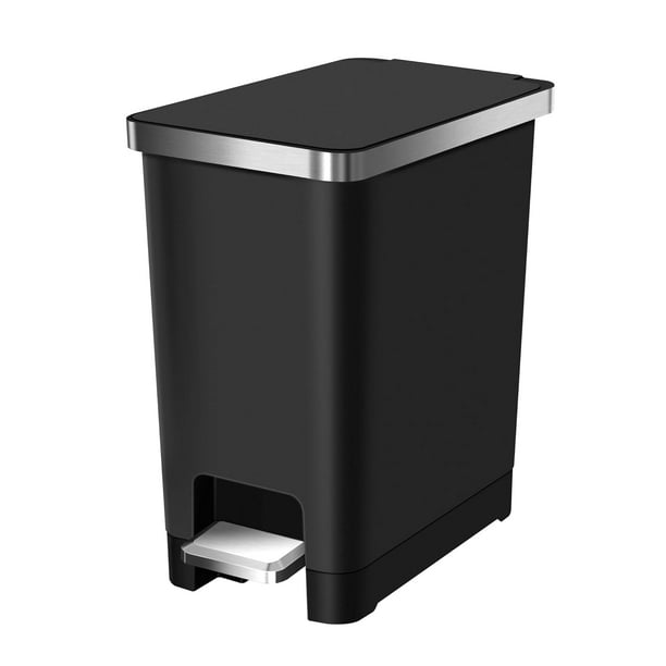 EKO. Bote de basura Hana 10 L Slim. Cubo de basura para cocina, cierre suave, pedal metálico, incluye aro sujetador de bolsas, de 10 Litros