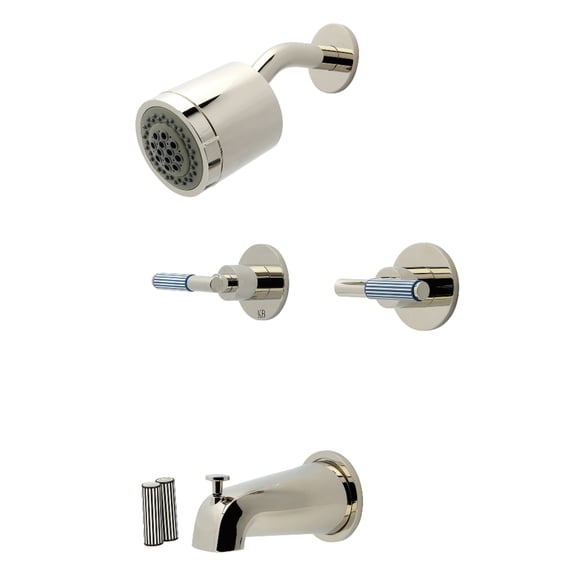 Kingston Brass KBX8146KPS Verona Double-Handle Tub and Shower Faucet, Polished Nickel