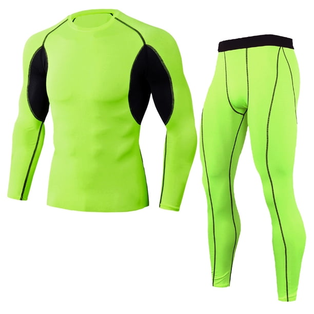 Sonducket Conjuntos de ropa interior térmica de invierno para hombre, Calzoncillos largos a prueba de viento, mallas elásticas de manga larga, traje para conjuntos de ropa Verde SG Sonducket AP013580-07