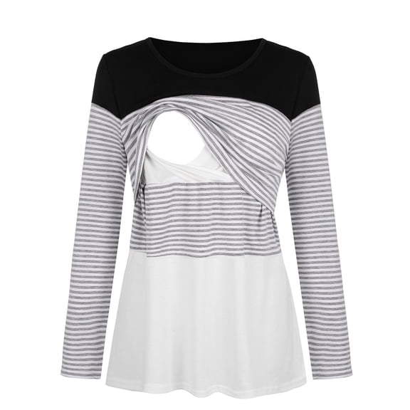 Celivon Womens Maternity Nursing Tops Long Sleeve Breastfeeding Shirt Flattering Comfy Pregnancy Clothes