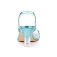thumbnail image 3 of BLISSFUL STEP Women's Flower Rhinestone Slingback Clear Mid Heel Slip On Sandals Lake Blue 6.5, 3 of 8