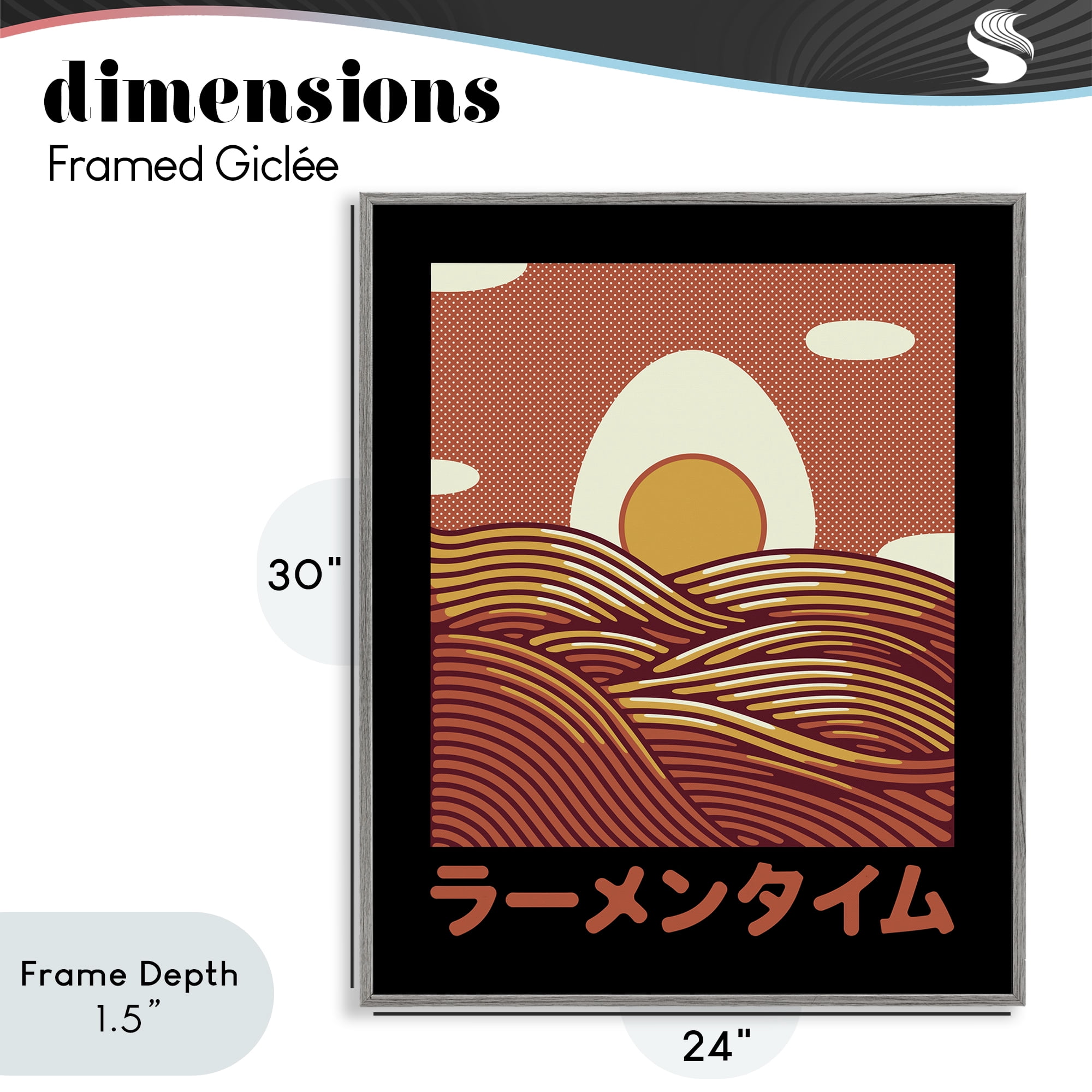 Stupell Industries Minimalist Egg & Ramen Sunset Gray Framed Giclee Art, design by Tobe Fonseca