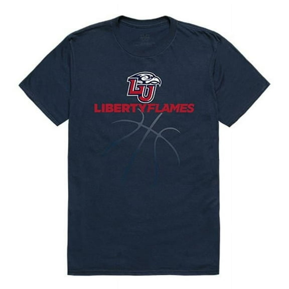 W Republic Apparel 510-129-BGT-03 Liberty University Basketball Tee for Men, Navy - Large