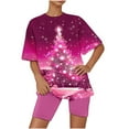 thumbnail image 6 of asdoklhq Womens Onesie Pajamas Women'S Christmas Print Crew Neck Short Sleeve Top and Shorts Set Home Wear Multicolor M, 6 of 7