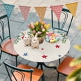 thumbnail image 5 of Fitted Round Tablecloth Patriotic 4th of July Elastic Stretch Table Cover,Waterproof Oil Proof Table Cloth for Dinner,Outdoor,Picnic, 55"- 60" DIA Red Blue Stars Eucalyptus Leaves Beige, 5 of 9