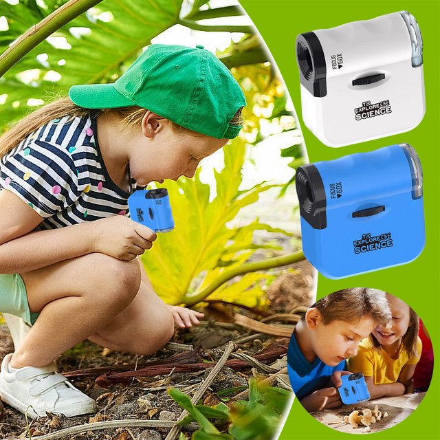 XWSHYW Aparatos Electrónicos Microscopio Mano para Niños, Experimental Biológica Óptica, Estudiantes de Escuela Primaria, Experiment Al Aire Libre, Juegos Científicos y Educativos