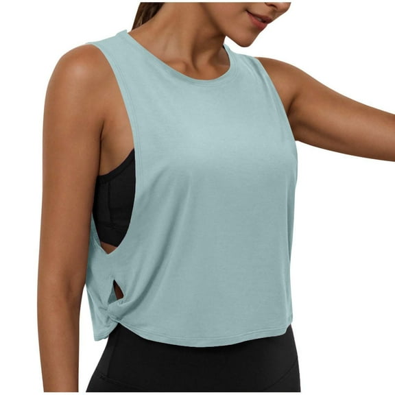 Busydd Womens Tank Tops Casual Sleeveless Solid Color Workout Tops for Women Comfy Round Neck Yoga Tops for Women 2XL