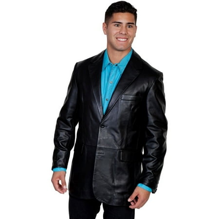 Scully Western Jacket Mens Leather Button Back Vent Onyx 906-198