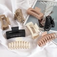 thumbnail image 2 of Large Long Hair Clips, Strong Hold Rectangular Hair Clips for Thick Thin Curly Hair, Matte Neutral Giant Durable Claw Clips, 90's Vintage Claw Clips 8 Pack, 2 of 8