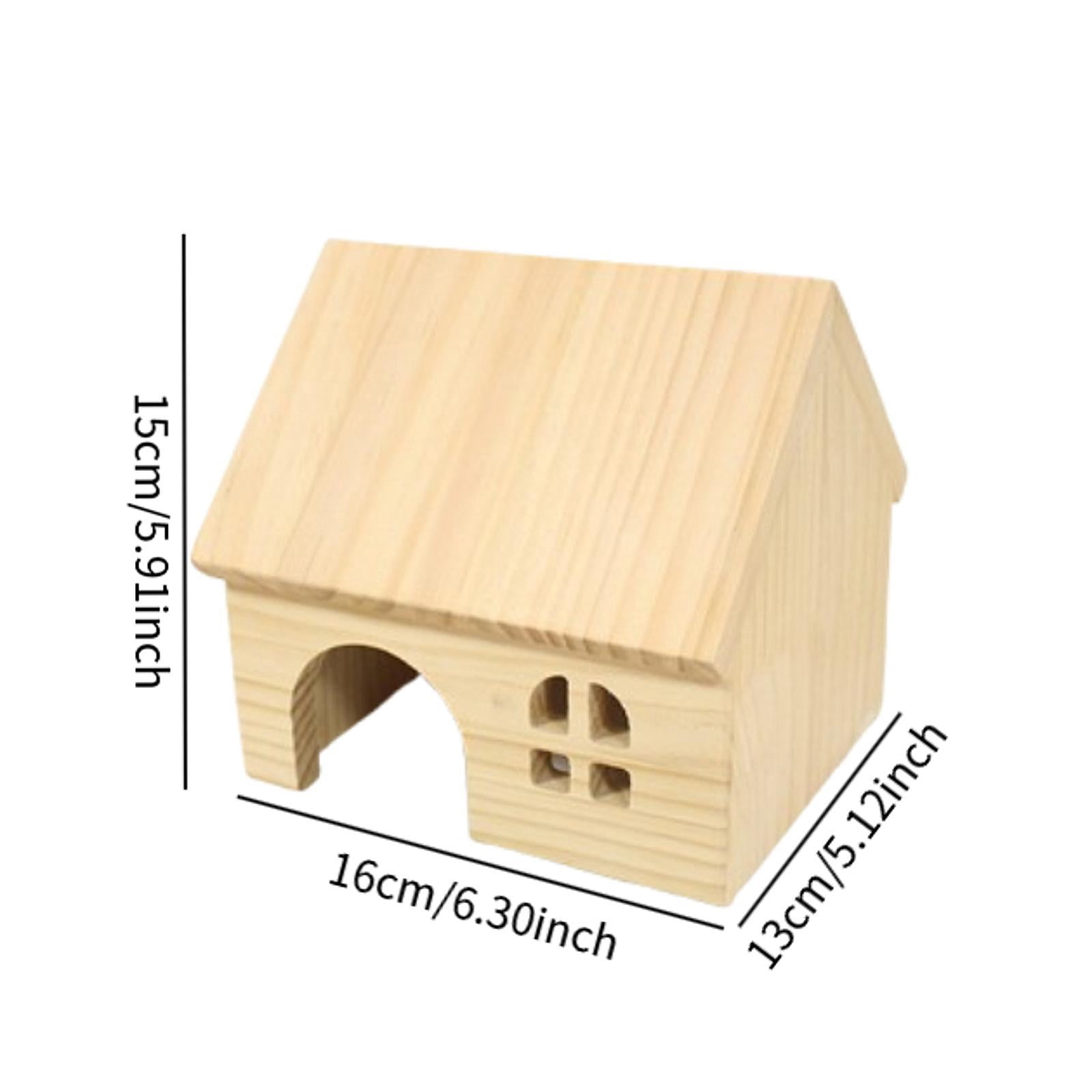 Serenable Hamster Wood House Wood Pets Habitat Hut Hideaway Hide Supplies Wooden Toy Pet House for Lemmings Gerbils Mice Syrian Hamsters s