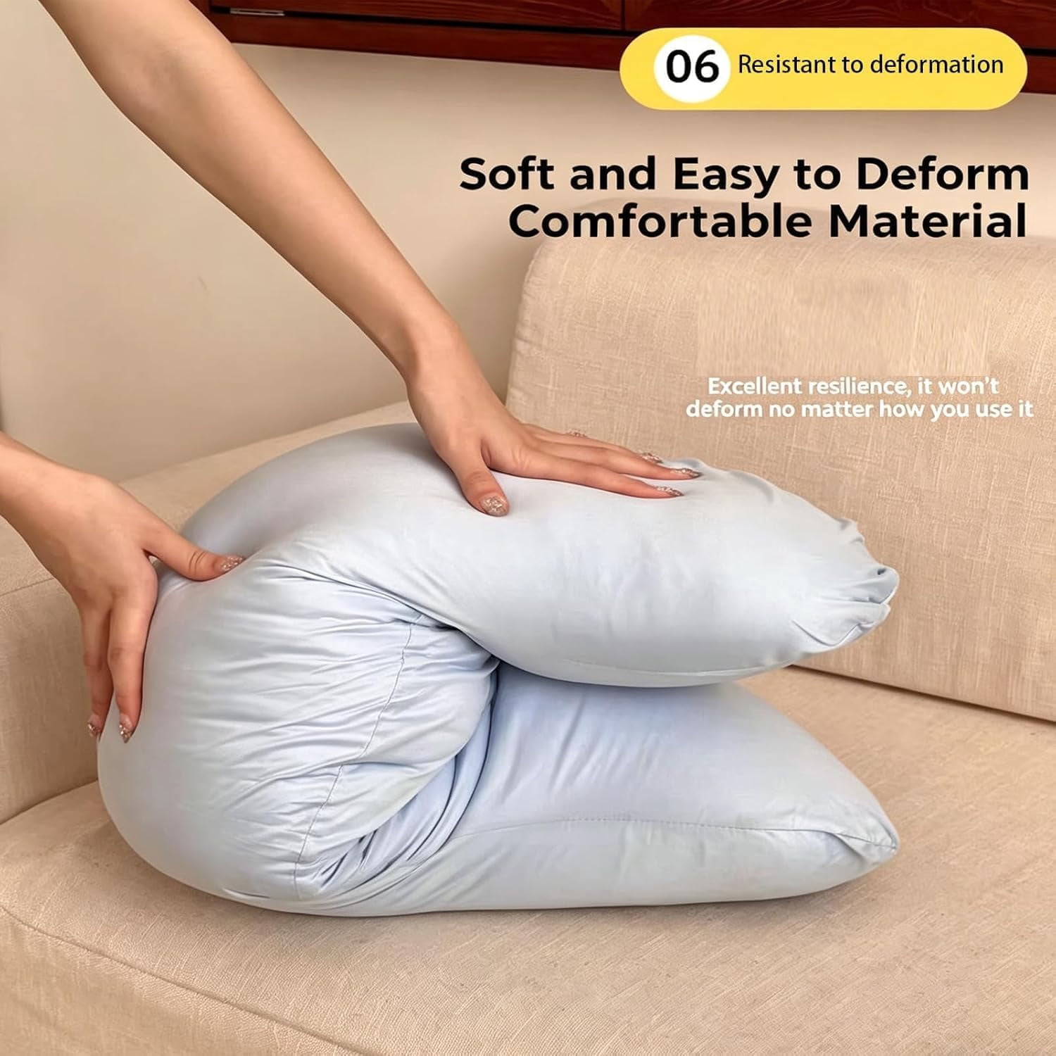Body Pillow for Side Sleeper, Cooling Ergonomic Full Body Pillow with Double Curve Design for Hip, Knee, Leg & Back Support - Soft Breathabl