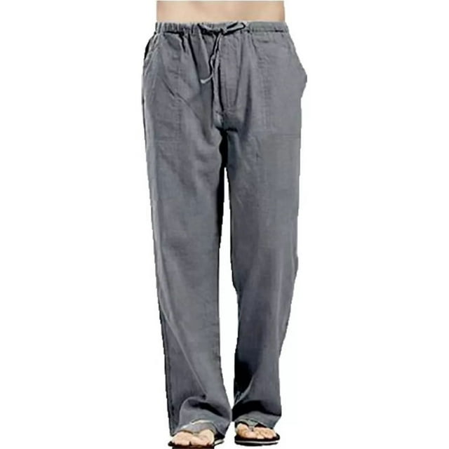 Pantalón De Algodón Y Lino Para Hombre, Playa, Yoga