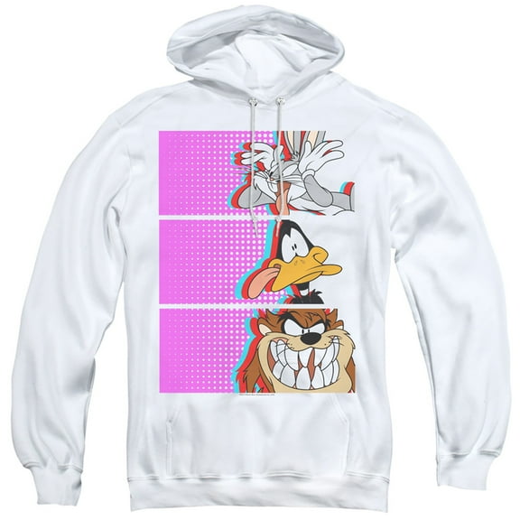 Looney Tunes Tiles Adult Pullover Hoodie Sweatshirt White