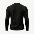 thumbnail image 4 of UDAUDU Linen Shirts for Men Long Sleeve Summer Fall Vintage V Neck T Shirts Men Frayed Raw Edges Beach Vacation Tassel Tops Black 3XL, 4 of 5