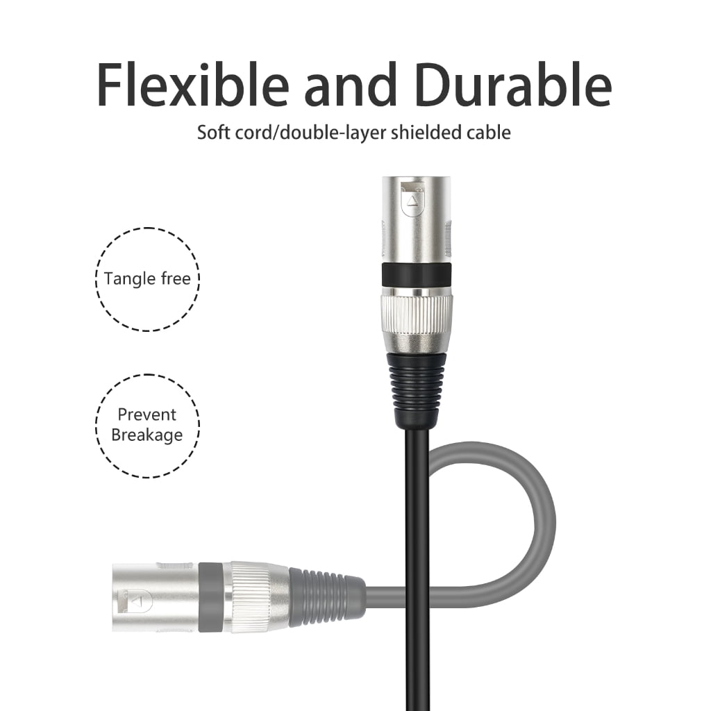 PatungKu Convenient 1/4in TRS to Kanon Connector Cable Wire Line for Power Amplifier Mixe