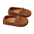 thumbnail image 5 of Brown Toddler Girls Solid Color Bow Moccasin Flats Faux Suede Brown Slip On Casual Princess Loafers Shoes, 5 of 9