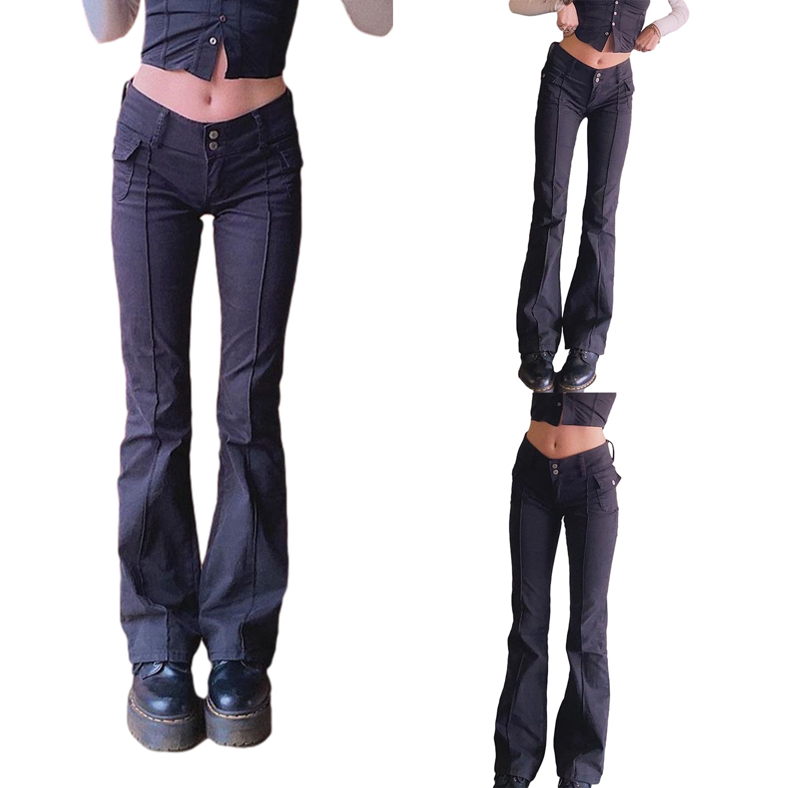 Women Low Waist Cargo Baggy Jeans Y2k Indie Aesthetic Pants