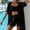 *Black, variant on ClodeEU Women's 4 Piece Swimsuit Set with Fringe Cover Up, UV Protection Beachwear Hot Pink,Womens Plus M