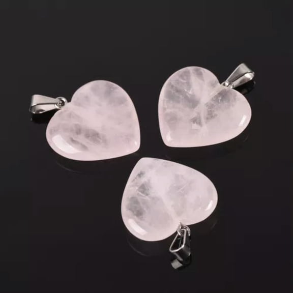 U8MO 5PCS Heart Shape 16mm 20mm 25mm Natural Stone Dangle Drop Pendants DIY Jewelry-Rose Quartz-20mm