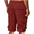 thumbnail image 4 of DDAPJ pyju Cargo Shorts for Men 2026 Summer Work Hiking Pants Elastic Waist Knee Length Big and Tall Bermuda Shorts with Pockets Red M, 4 of 7