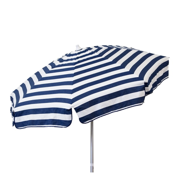 DestinationGear 6 ft Italian Umbrella Acrylic Stripes Navy and White Beach Pole