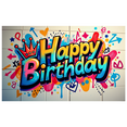 thumbnail image 2 of Happy Birthday Banner Background Colorful Backdrop Wall Party Decorations Festive Event Supplies Celebration Graffiti Photography Props, 2 of 4
