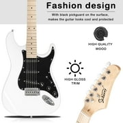 Glarry 6 Strings Right Hand Electric Guitar Package for Beginner,White