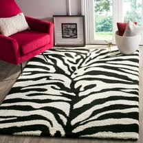 SAFAVIEH Florida Eleanor Animal Stripes Area Rug, Ivory/Black, 5' x 5' Square