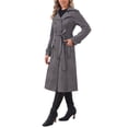 thumbnail image 4 of INSPIRE CHIC Faux Suede Trench Coat for Women's Notched Lapel Double Breasted Belted Long Sleeves Coats XS Gray, 4 of 6
