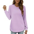 thumbnail image 2 of SRZYMJ Women's Warm Crewneck Sweatshirt Women's Lightweight Long Sleeve Asymmetrical Hem Pullover Soft Comfortable Casual Blouse Tops for, 2 of 5