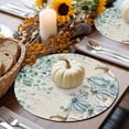 thumbnail image 6 of Fall Round Placemats Set of 4 Teal White Pumpkin Place Mats Thanksgiving Woven Placemat Floral Sage Green Eucalyptus Leaves Linen Circle Braided Table Mat for Kitchen Dining Table Party 15 Inch, 6 of 9