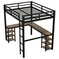 thumbnail image 3 of DreamBuck Full XL Metal Loft Bed with Desk and Shelves, Loft Bed with Ladder and Guardrails, Loft Bed Frame for Bedroom, Black, 3 of 7