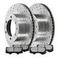 thumbnail image 2 of AutoShack Front Drilled and Slotted Brake Kit Rotors Silver and Performance Ceramic Pads Pair of 2 Driver and Passenger Side Replacement for Toyota FJ Cruiser 4Runner 2005-2021 Tacoma 4WD BRKPKG002288, 2 of 4