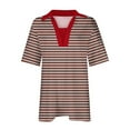 thumbnail image 3 of fatyb Tshirts for Women V Neck Striped Tunic Shirts with Collar Casual Womens Short Sleeve Loose Blouses, 3 of 5