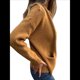 thumbnail image 3 of Cárdigan de Punto con Cremallera para Mujer, Larga, Cuello Alto, Abrigo con Bolsillos Amarillo L, 3 of 6