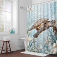 thumbnail image 3 of Ocean Turtle Bathroom Shower Curtain, Retro Marine Life Starfish Coral Waterproof Washable Soft Bath Curtain for Bathtub Decor with 12 Hooks&Grommet, 36x78 Inch, 3 of 9