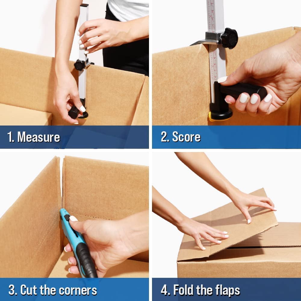 Box Resizer Tool - Handheld Box Cutter with Preforated Scoring Wheel to  Reduce Cardboard Shipping Box Size - BUNDLE with Sticker Label Remover to  Reuse Boxes : Office Products 