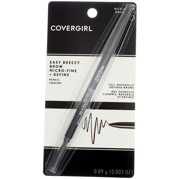 CoverGirl Eyebrow Pencil, Rich Brown, 0.003 oz (2 pack) (Bundle)