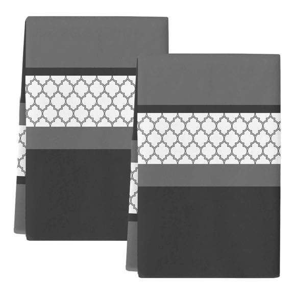 Dish Towels, Black Gray Geometric Absorbent Kitchen Towels 2 PCS, Stitching Morocco Pattern Microfiber Hand Towels Dish Cloths Tea Towels for Home Bathroom Cleaning Drying,18X28-Inch,