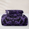 thumbnail image 5 of jejeloiu Spooky Skull Twin Quilt Set,Damask Pattern Twin Coverlet Set For Adults,Purple Black,2pcs, 5 of 7