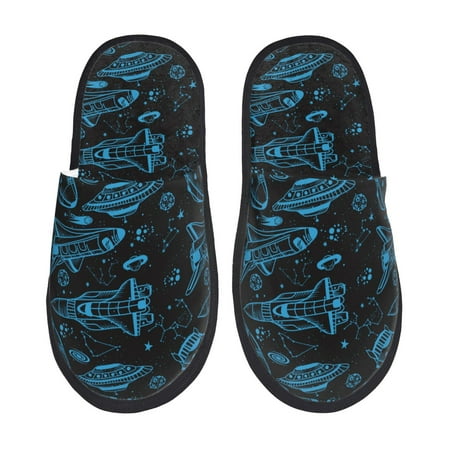 Balery Spacecraft Slient Indoor Furry Fleece Comfort House Shoes Soft Non-Slip Home Shoes Cotton slippers House Slippers-- Medium