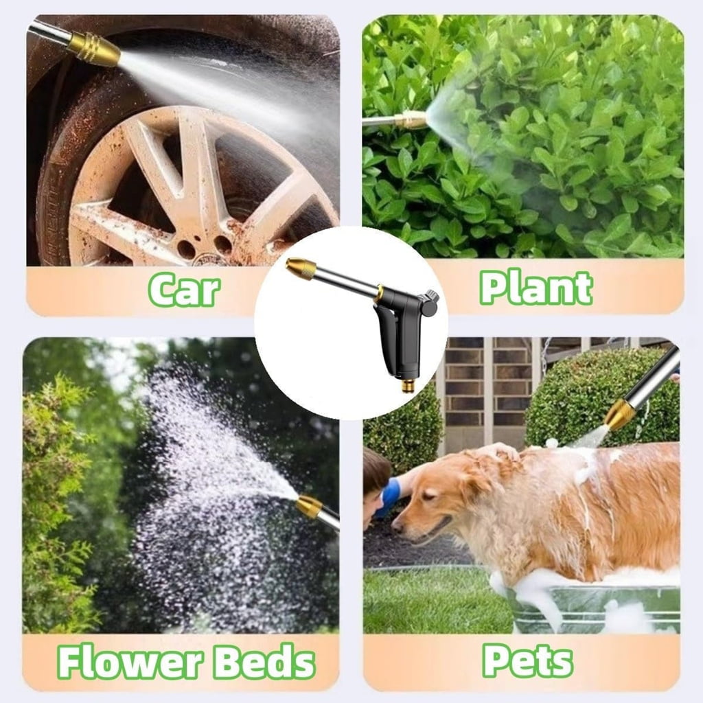 Heavy Duty Metal High Pressure Water Hose Nozzle Washer Garden Hose Thread 360 Degree Rotating Adjustable Nozzle