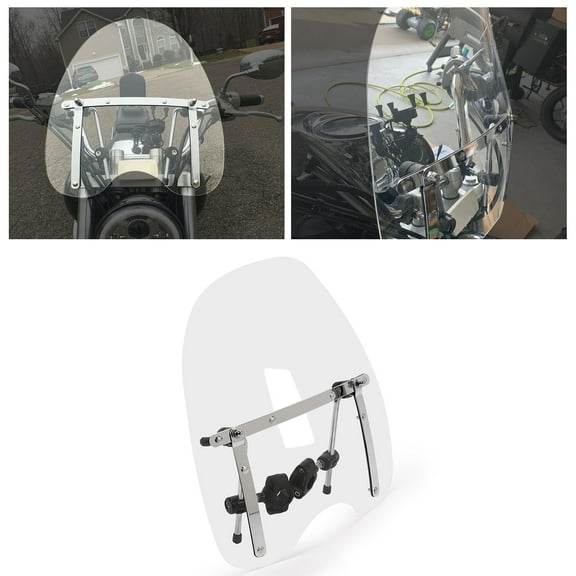 KOJEM Clear Motorcycle Windshield Windscreen for Harley Davidson Sportster Dyna Glide Softail Honda Kawasaki Suzuki Yamaha Cruiser Savage Intruder Volusia Boulevard Vulcan Vn