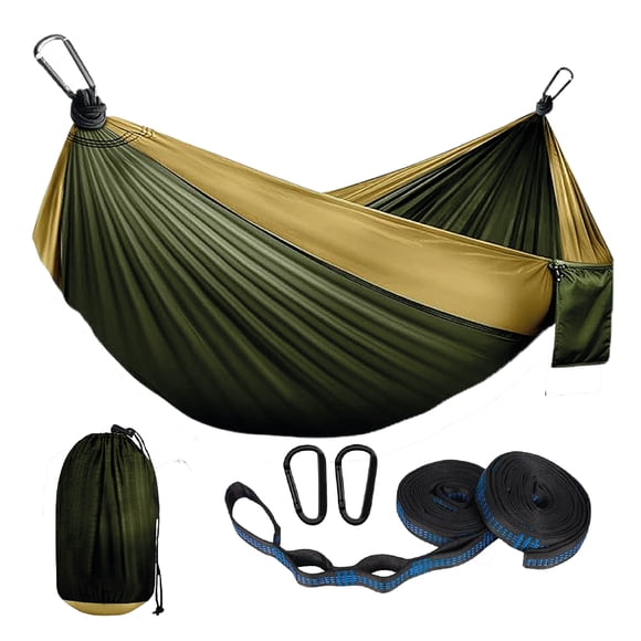 Hamaca Portátil The Finix Verde 275 x 109 cm de Nailon Resistente con Correas y Bolsa para Camping