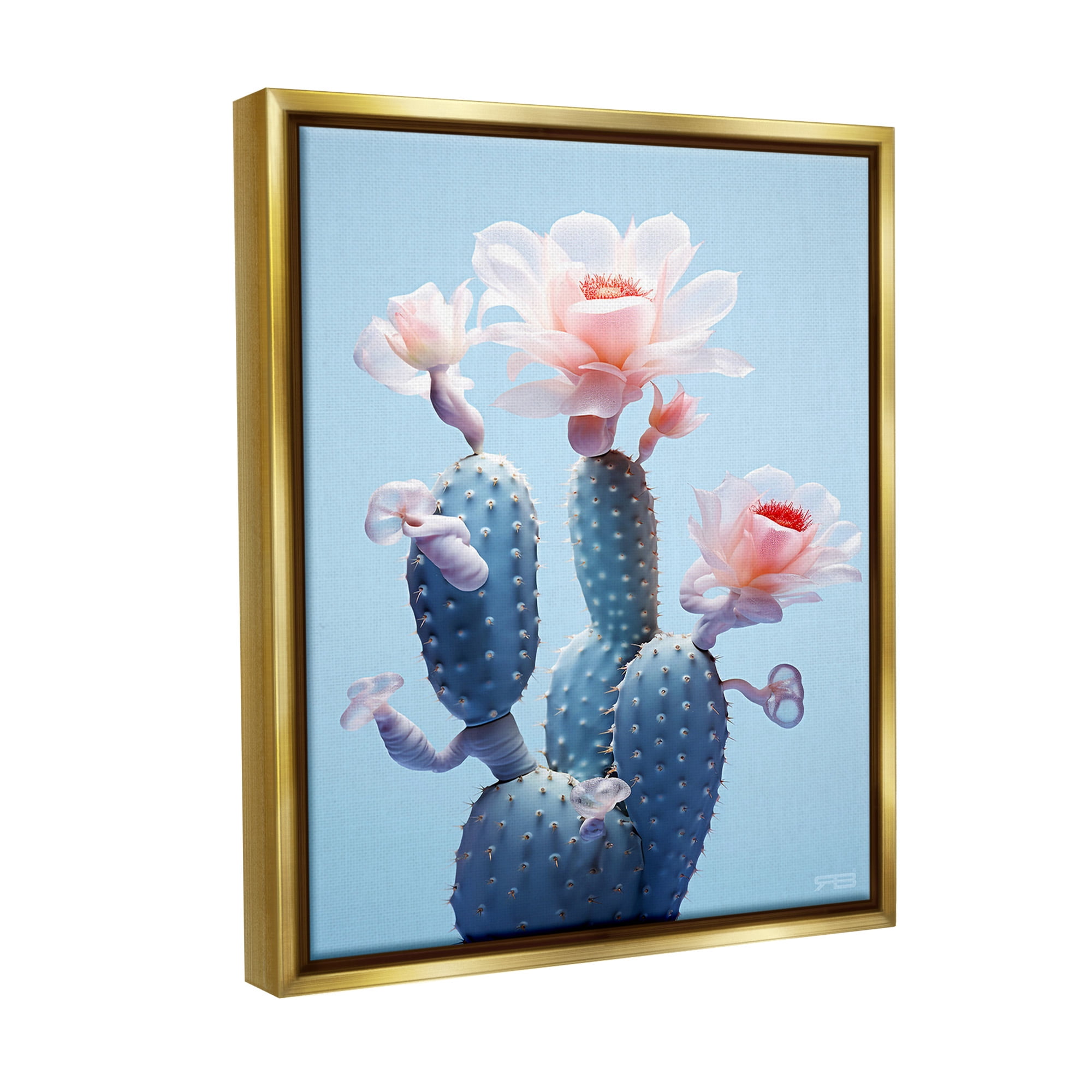 Stupell Industries Southwestern Pink Blooms Botanical & Floral Painting Gold Floater Framed Canvas Art Print Wall Art, 25 x 31